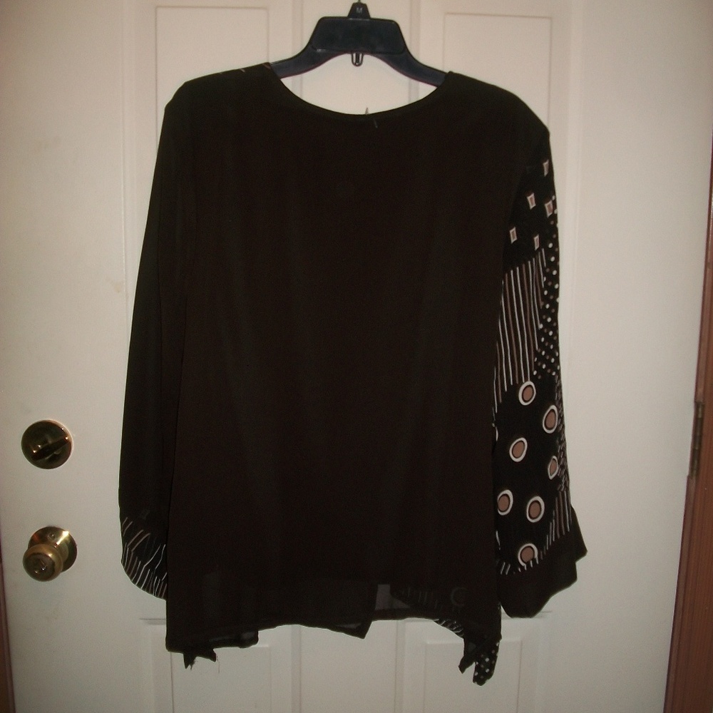 Hlm Collection Multi-Pattern Blouse 0x Nwot - image 7